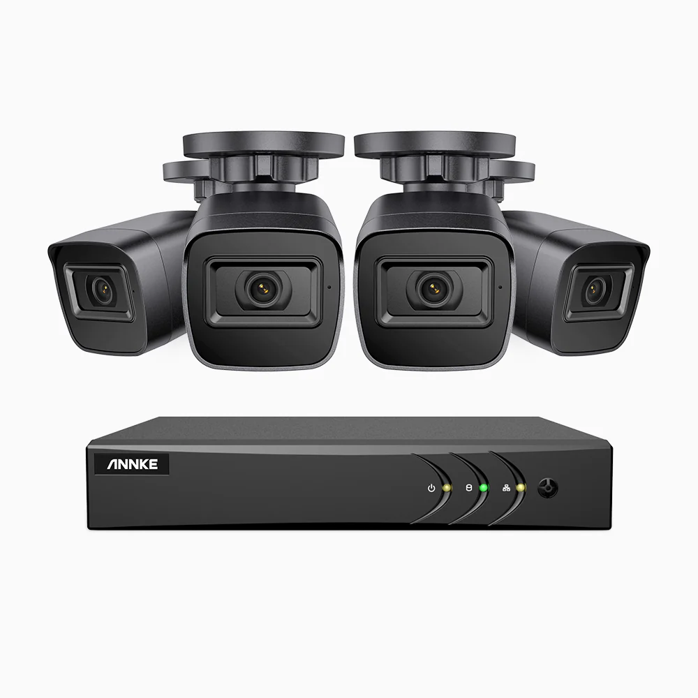 EL200 - Kit videosorveglianza analogica 8 canali con 4 telecamere 1080p, Smart DVR con rilevamento umano e veicoli, visione notturna a infrarossi fino a 66 piedi, segnale di uscita 4-in-1, IP67 - Image 3