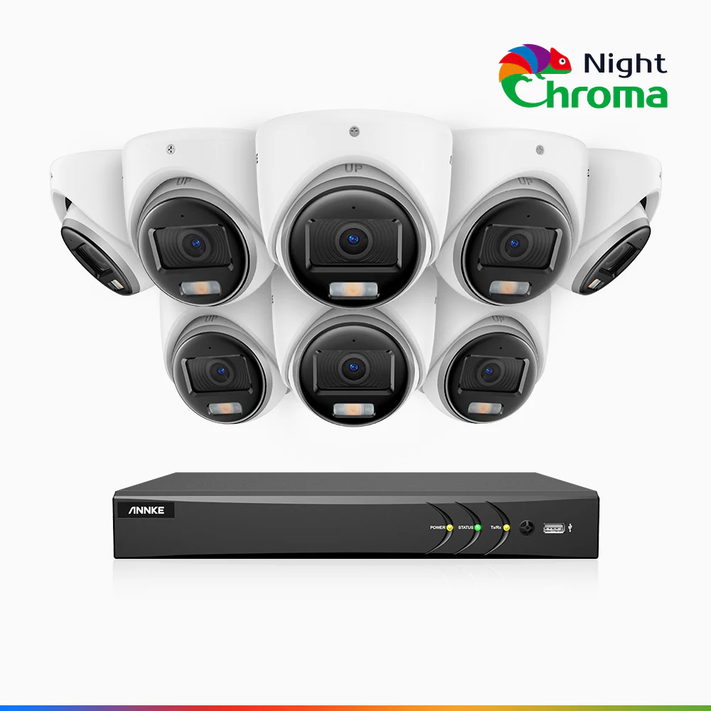 NightChroma<sup>TM</sup>  NAK500 - Kit videosorveglianza 8 canali con 8 telecamere di Sicurezza TVI 3K, visione notturna a colori Acme, Risoluzione 2960 × 1665, Apertura f/1.0 (0.001 Lux), Microfono Integrato, IP67, Versione Aggiornata - Image 2