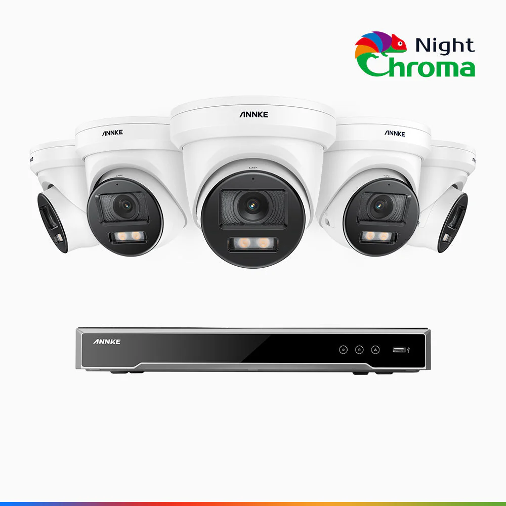 NightChroma<sup>TM</sup> NCK800 - Kit videosorveglianza PoE 8 canali con 5 telecamere 4K, Telecamera di Sicurezza PoE IP Acme 4K UHD Visione Notturna Full Color con Straordinaria Apertura  f/1.0, Compatibile con Alexa (I91BQ) - Image 2